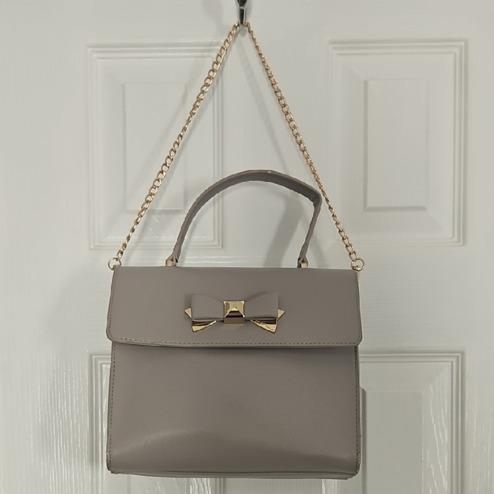 Betsey Johnson Gray and Gold Mini Bag with Elegant Bow Accent
